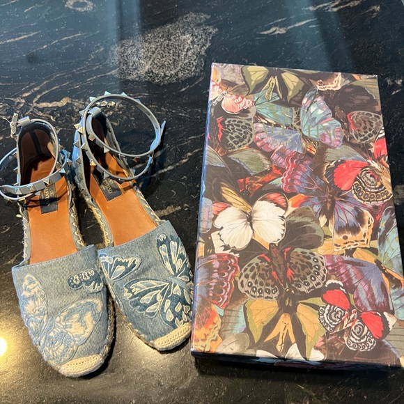 Authentic Valentino Garavani Denim Butterfly Espadrille - Picture 3 of 12